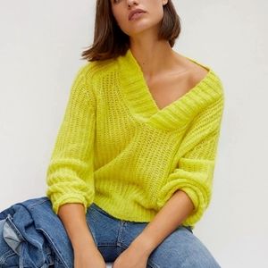 Anthropologie Honore Ribbed Sweater Yellow 1X